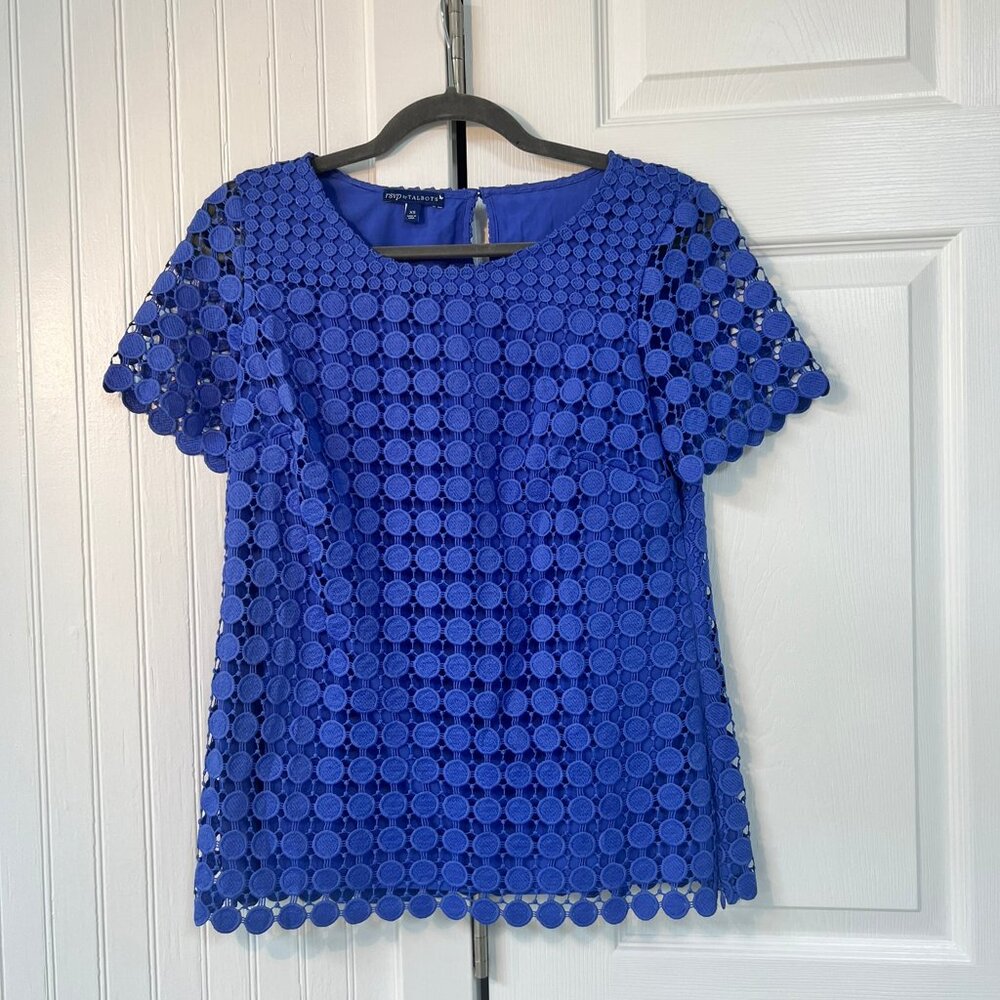 RSVP by Talbots Crochet Royal Blue Blouse Top - Size XS